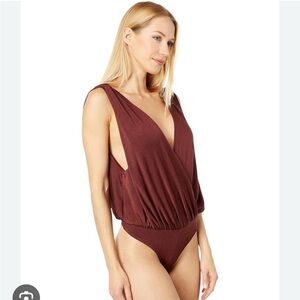Free People Intimately Night Owl Burgundy Bodysuit - Small